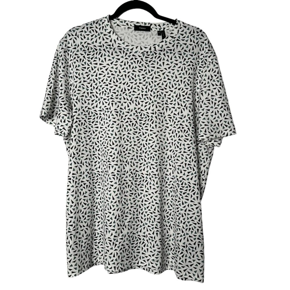 Theory Men's Triangle Print Short Sleeve‎ T Shirt Short Sleeve White Size XL